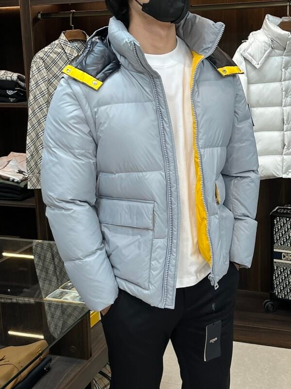 7da3d95e FND Hooded Puffer Jacket with Contrast Lining - White