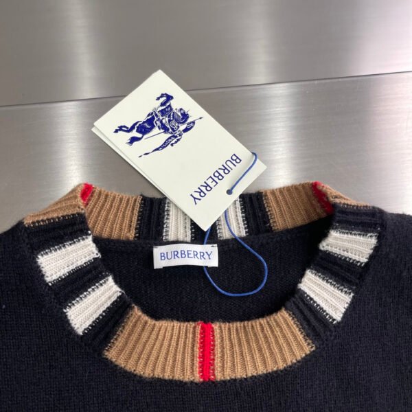 BRBY Striped Ribbed Crew Neck Knit Jumper - Black