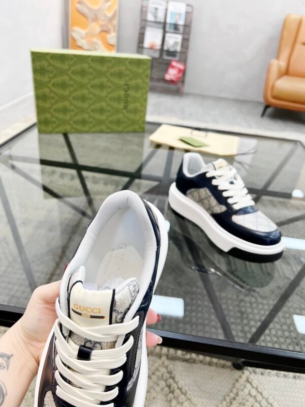 GCCI Low-Top Monogram Trainers with Contrast Panels - Black