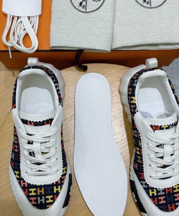 HRMS Multicolor Monogram Canvas & White Leather Overlays Low-Top Trainers