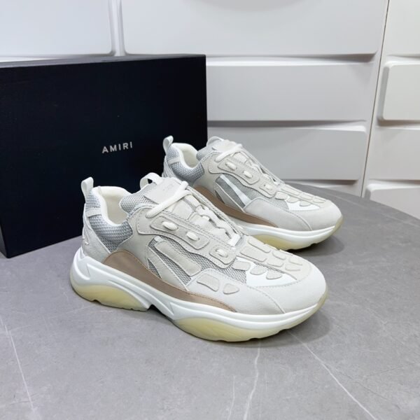 AMR Mesh & Suede Bone Runner Trainers – Alabaster