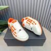 AMR Skel Leather Trainers – White with Orange Accents