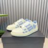 AMR Skel Leather Trainers – White with Baby Blue Accents