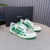AMR Skel Leather Trainers – White with Green Accents