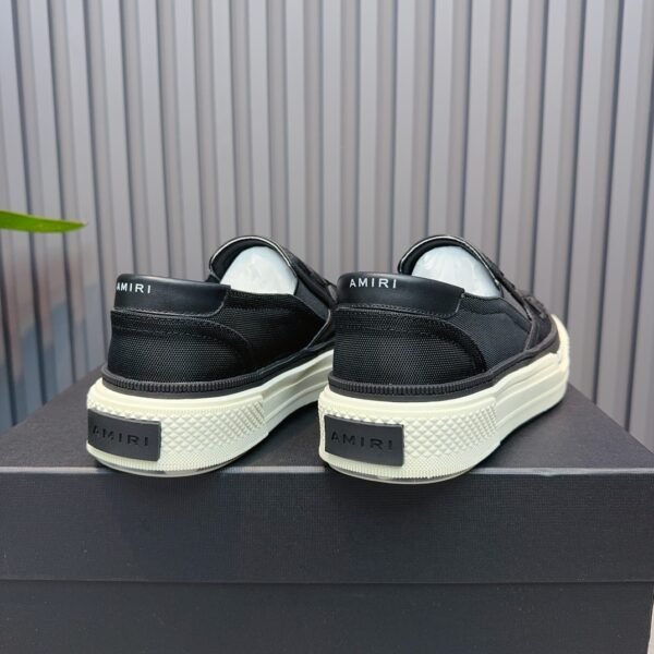 AMR Skel Top Slip-On Mesh Textile & Leather Trainers - Black