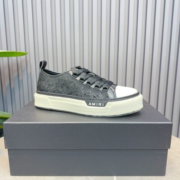 8 AMR Stars Court Low Mesh & Leather with Glitter Trainers – Black