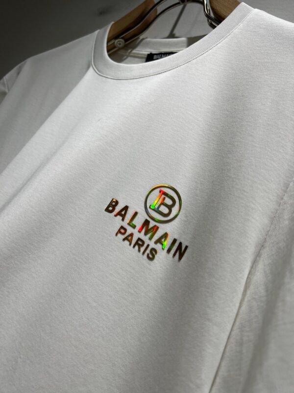 BLMN Paris Holographic Logo Crewneck T-Shirt - White