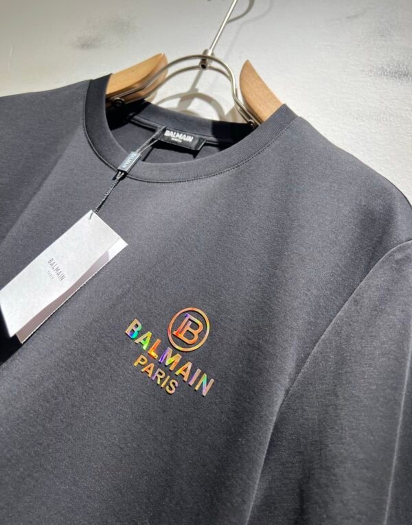 BLMN Paris Holographic Logo Crewneck T-Shirt – Black