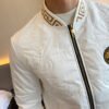 VRSC Medusa Head Embroidered Logo Greek Key Bomber Jacket – White