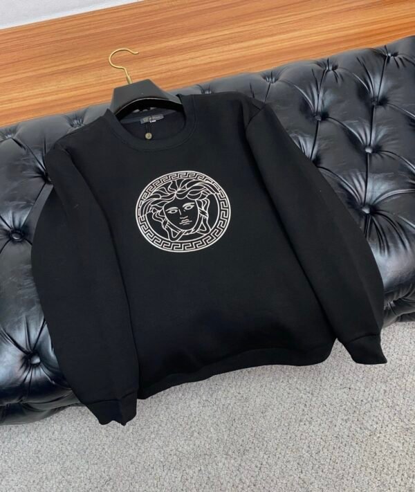 VRSC Silver Medusa Medallion Print Cotton Jumper - Black