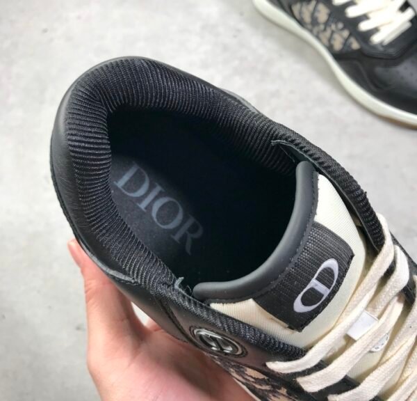 DXR CD Black Leather Beige & Black Dior Oblique Panels Low-Top Trainers