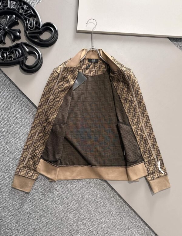 FND All-Over Pattern Zip-Up Jacket - Brown