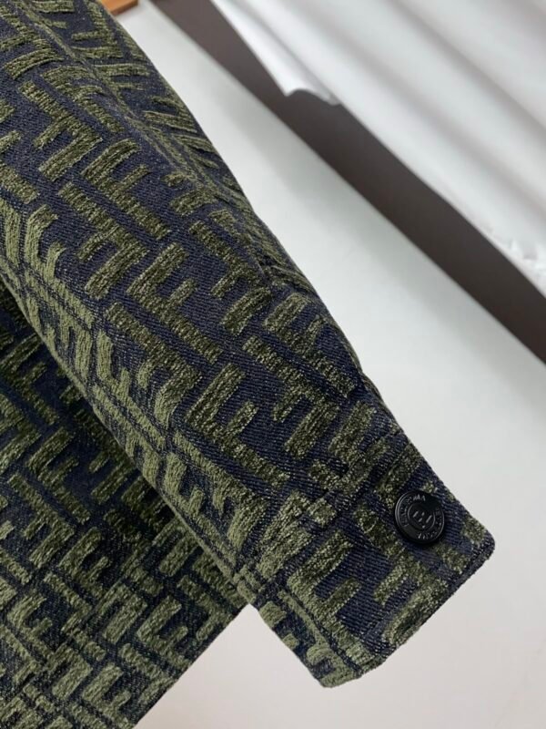 FND All-Over Pattern Button-Front Jacket - Olive Green