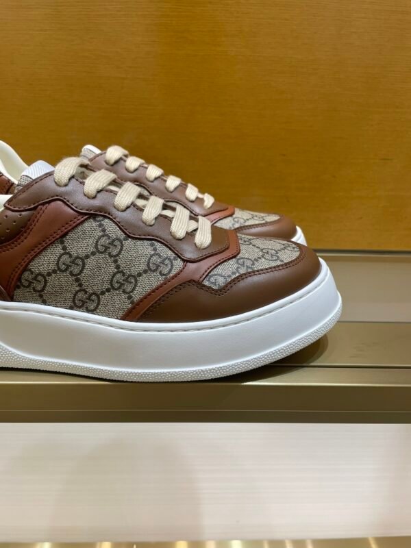 80c33c91 GCCI Low-Top Monogram Trainers with Contrast Panels - Dark Brown