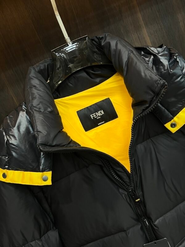 FND Hooded Puffer Jacket with Contrast Lining - Black