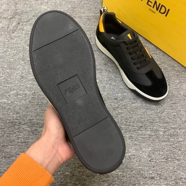 FND Black Trainers with Contrast Yellow Panels