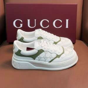 GCCI Trainers with Olive Contrast Panels and Monogram Pattern