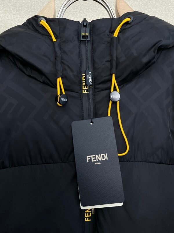 FND Hooded Puffer Jacket with Contrast Lining - Navy Blue