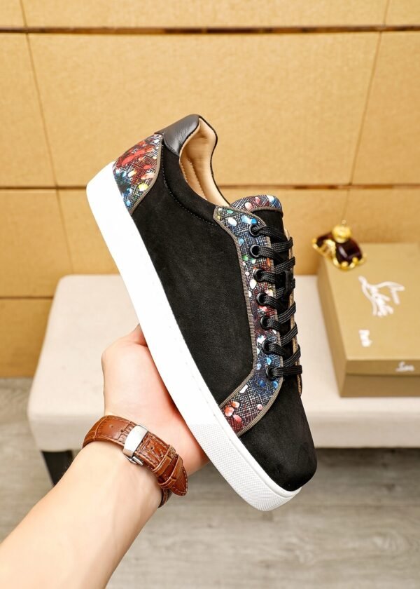 85203d3e CLB Trainers with Multicolour Patterned Side Trim - Black