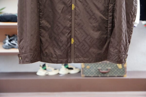 FND All-Over Monogram Hooded Zip-Up Jacket - Chocolate Brown