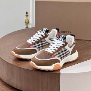 BRBY Low-Top Trainers with Check Side Panels - Brown