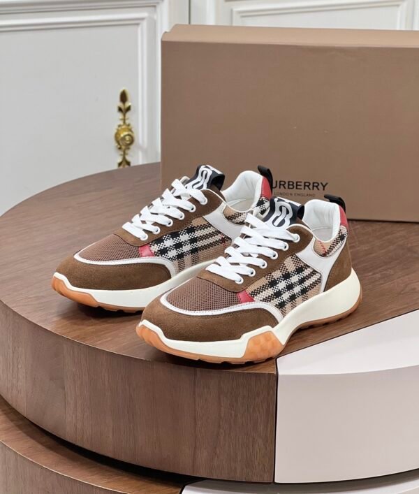 BRBY Low-Top Trainers with Check Side Panels - Brown