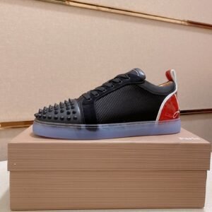 CLB Trainers with Studded Toe Detail and Red Heel Accent - Black