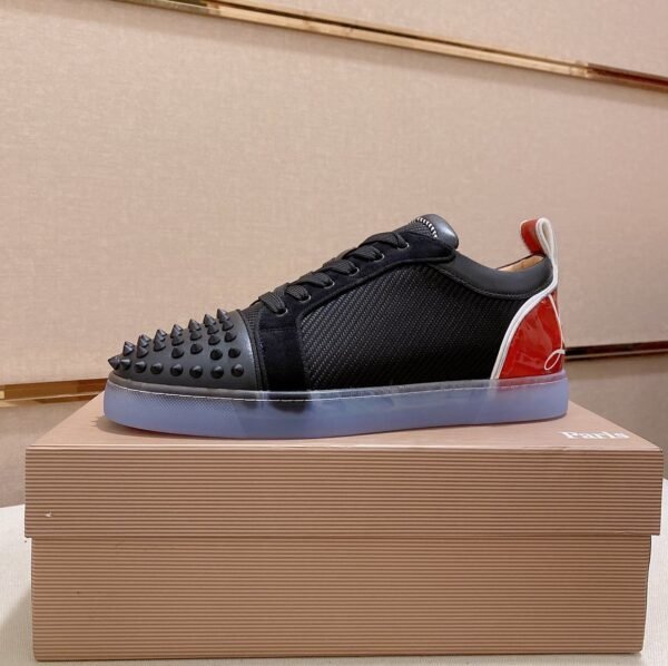 CLB Trainers with Studded Toe Detail and Red Heel Accent - Black