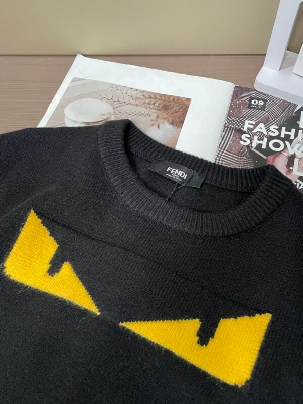 FND Crew Neck Jumper with Graphic Eye Motif - Black