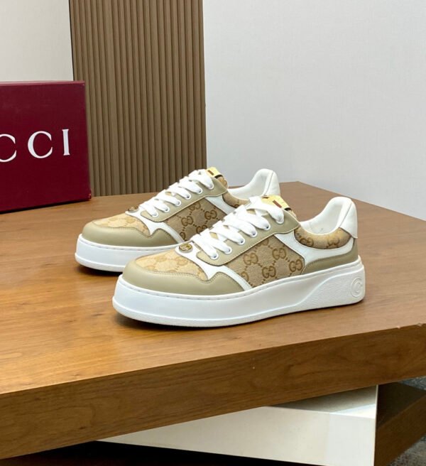 89b00bbb GCCI Low-Top Monogram Trainers with Contrast Panels - Beige
