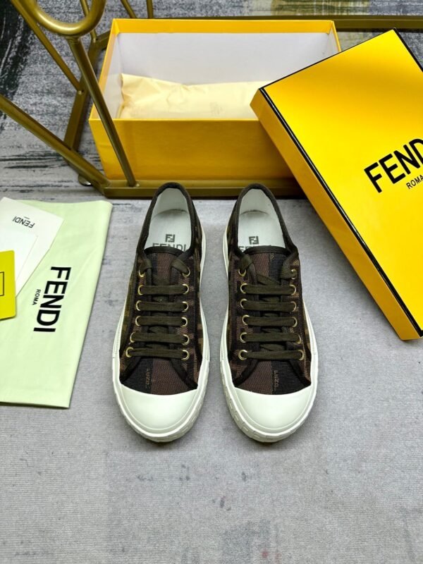 8ab04dc8 FND Low-Top Trainers with All-Over Logo Pattern - Dark Brown