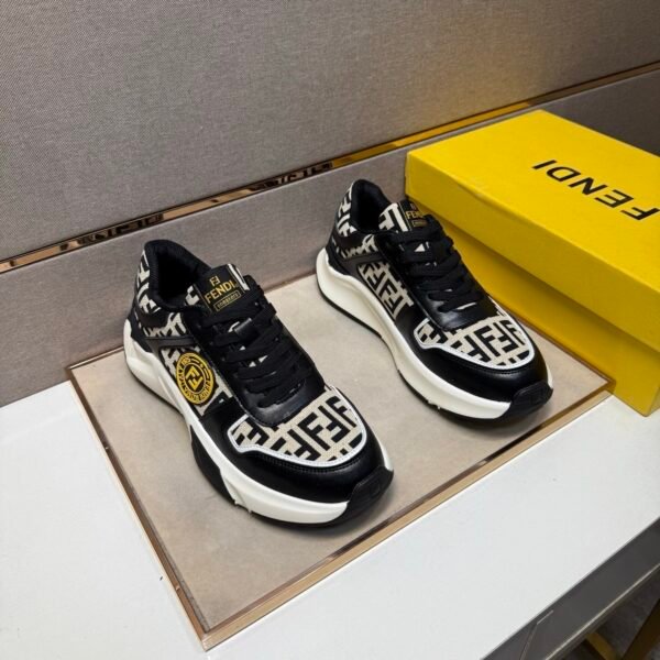 FND Low-Top Chunky Trainers with All Over Pattern - Black/Cream