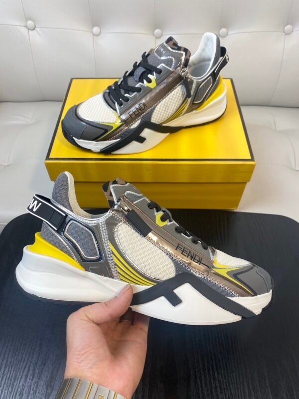 8b99bfbc FND Chunky Trainers with Contrast Panels - Grey/Yellow
