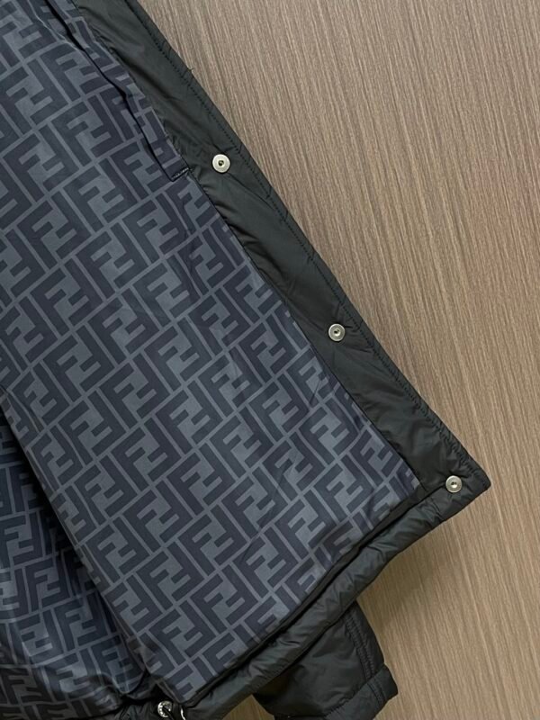 FND Snap-Button Jacket with Contrast Patterned Lining - Black