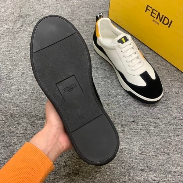 FND Low-Top Trainers with Contrast Yellow Panels - Black/White