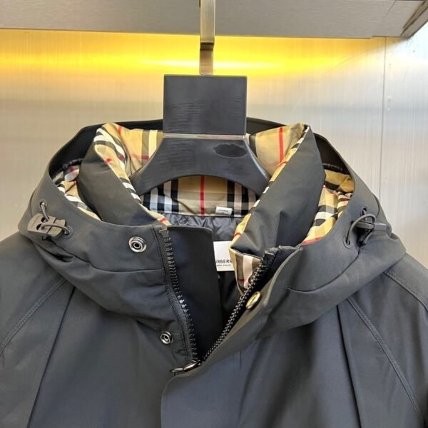 BRBY Hooded Jacket with Check Lining - Black