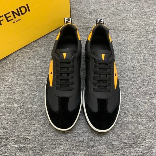 FND Black Trainers with Contrast Yellow Panels