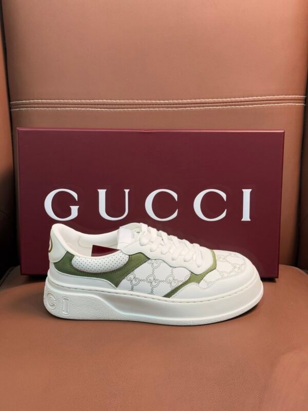 GCCI Trainers with Olive Contrast Panels and Monogram Pattern