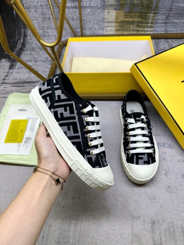 8d894f0a FND Low-Top Trainers with All-Over Logo Pattern - Black