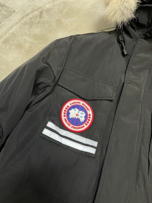 CG Utility Parka Coat with Fur-Trim Hood - Black