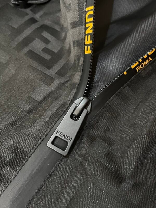 FND All-Over Monogram Hooded Zip-Up Jacket - Black