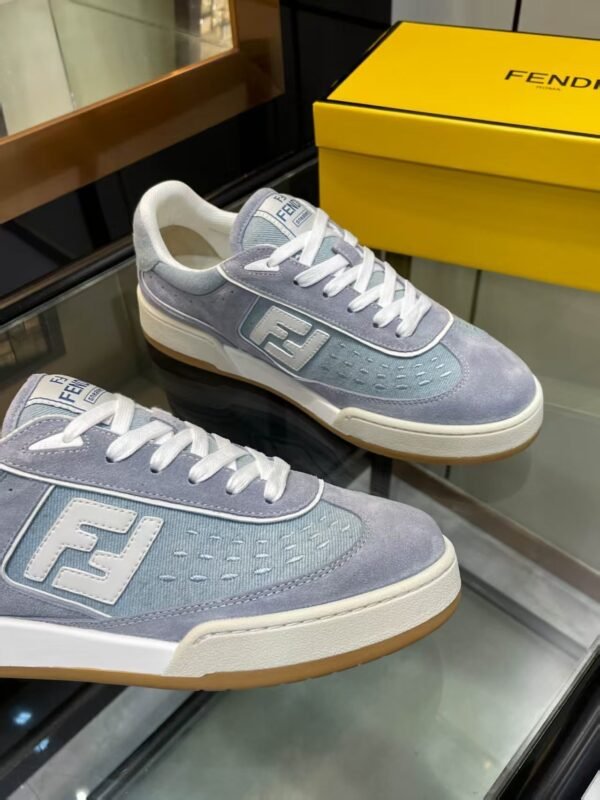 8fea2f64 FND Low-Top Trainers with Logo Panel - Soft Grey/Light Blue