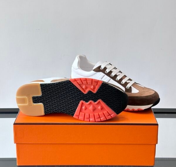 HRMS Low-Top Suede & Leather Trail Trainers – Brown & White Contrast