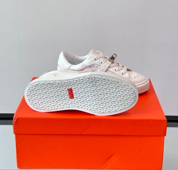 HRMS Day Leather Trainers with Palladium-Plated Kelly Buckle – All White