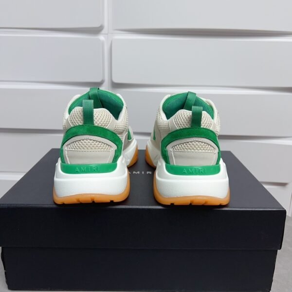 AMR Mesh & Suede Bone Runner Trainers – Tennis Green & Beige