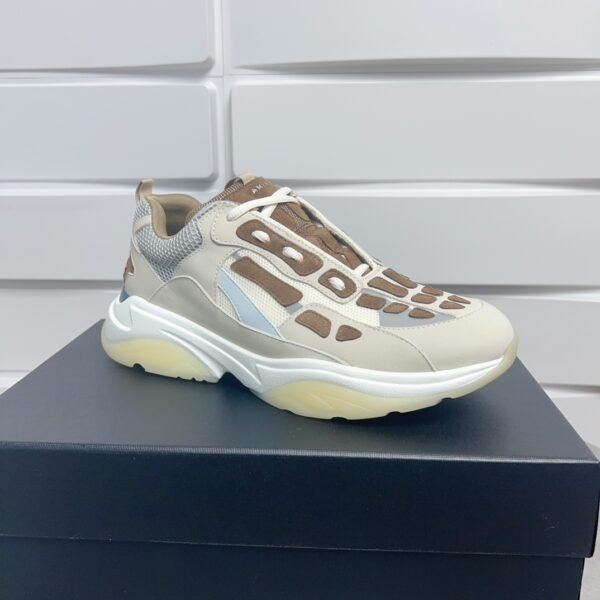 AMR Mesh & Suede Bone Runner Trainers – Brown & Beige