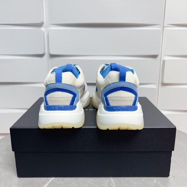 AMR Mesh & Suede Bone Runner Trainers – Neon Blue & White