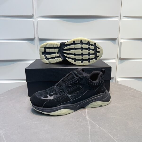 9 AMR Mesh & Suede Bone Runner Trainers – Black