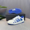 AMR Skel Leather Trainers – White with Blue Accents
