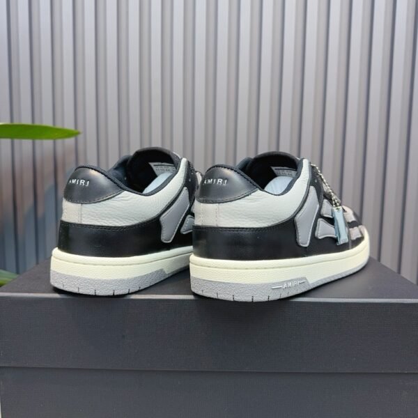 AMR Skel Leather Trainers – Black with Grey Accents